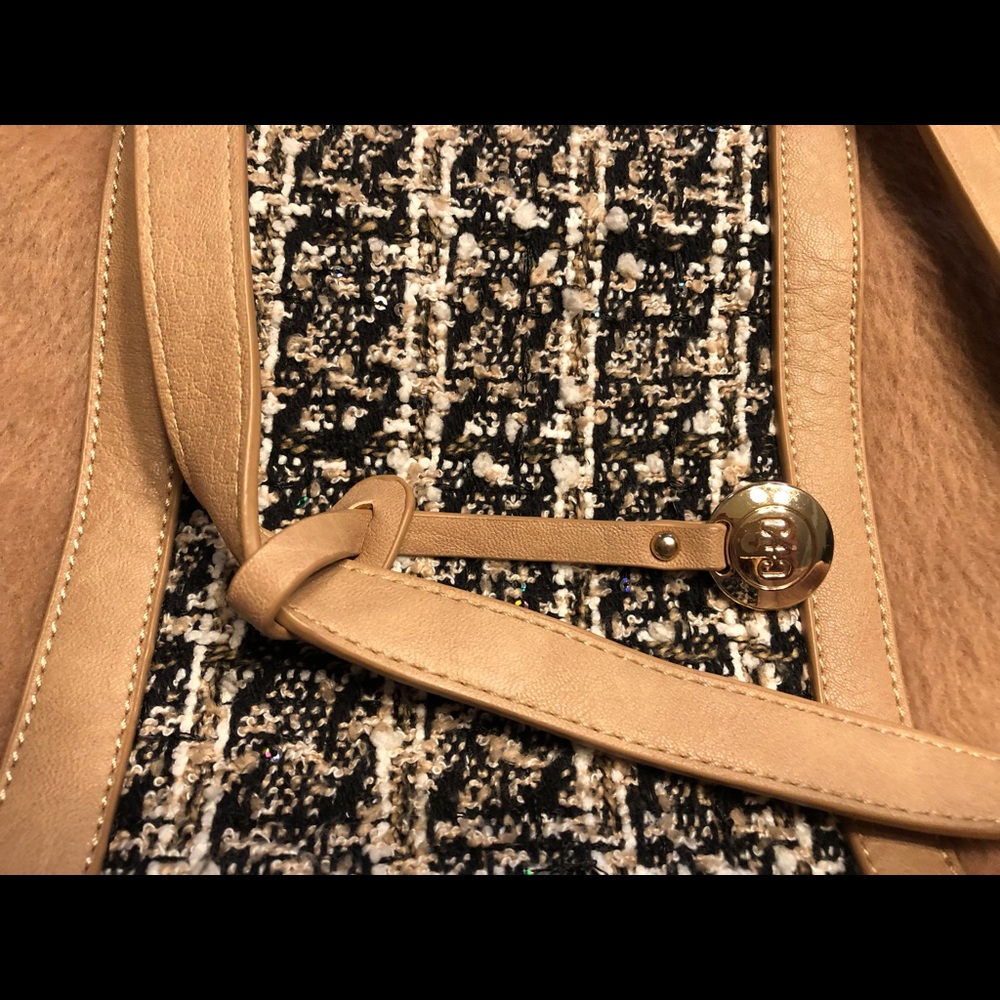 Camel and black dress purse
